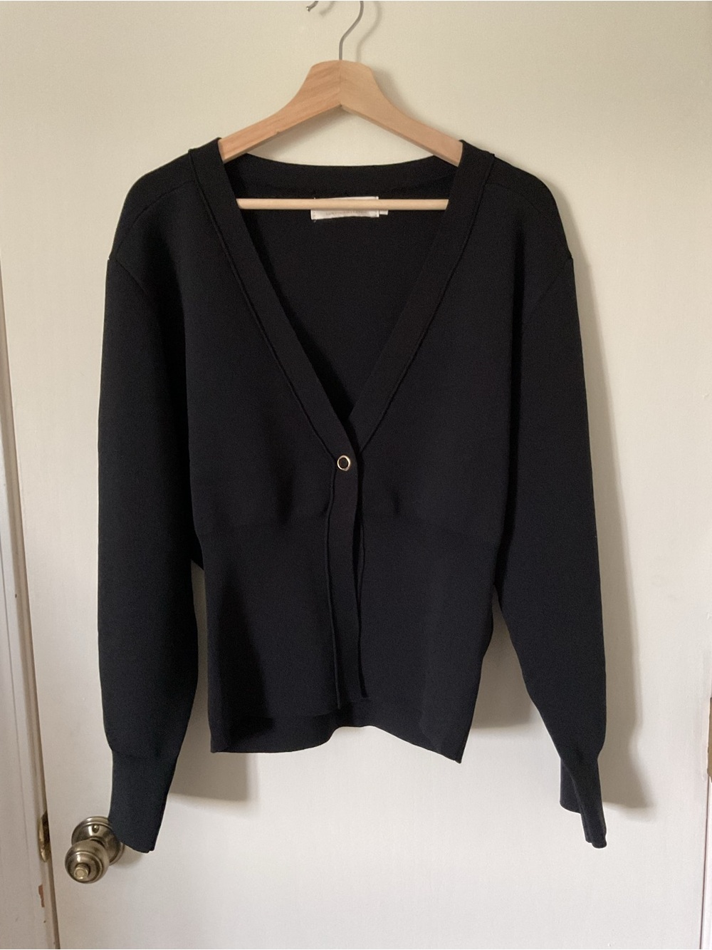 Lizette Collection Classic Black V-Neck Gold Label Old Money Capsule Cardigan XL